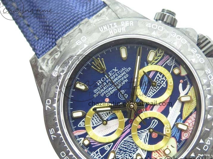MiroTime 0406 Daytona DIW Carbon OMF Best Edition Blue Paint Dial on Deep Blue Nylon Strap A Tailored 2842